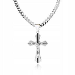 925 Srebrny łańcuszek krzyżyk DEDYKACJA 50 cm P2K3