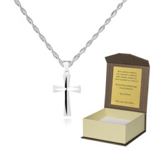 925 Srebrny łańcuszek krzyżyk DEDYKACJA 40cm S1K13