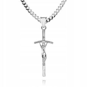 925 Srebrny łańcuszek krzyżyk DEDYKACJA 55cm P2K21
