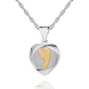 Srebrny łańcuszek medalik Chrzest Komunia dedykacja 45cm S1M35