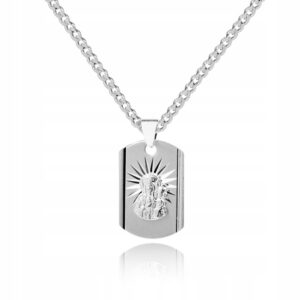 925 Srebrny łańcuszek medalik DEDYKACJA 40 cm LM42