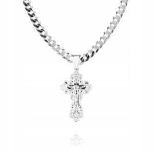 Srebrny łańcuszek + KRZYŻYK PRAWOSŁAWNY 60cm P1K23