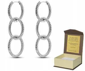 Srebrne kolczyki wiszące kółka koła łańcuch próba 925 K261