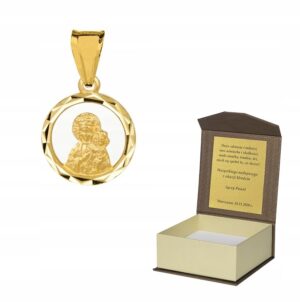 Złoty medalik Matka Boska srebro pozłacane M25