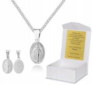 925 Srebrny łańcuszek medalik DEDYKACJA 45 cm LM39