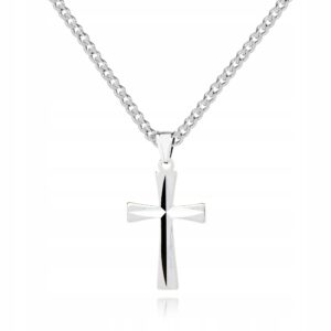 CHRZEST ŚW. Srebrny łańcuszek 40 cm KRZYŻYK LK46X