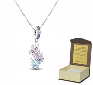 Srebrny łańcuszek naszyjnik MOTYLE 45cm LC302