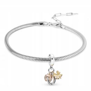 Bransoletka SREBRO 18-22cm + CHARMS SZCZĘŚCIE BC23