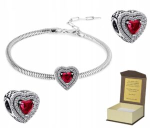 Bransoletka srebrna 19-22cm + CHARMS SERCE BC305