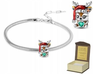 Bransoletka srebrna 18-22cm + CHARMS Święta Mikołajki prezent BC538