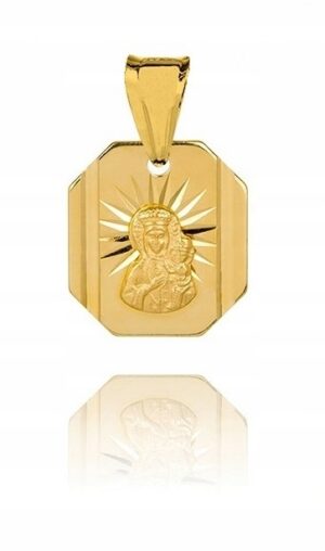 Złoty medalik Matka Boska srebro pozłacane M28