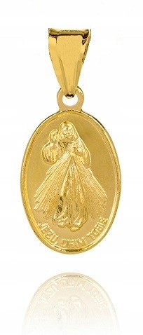 Złoty medalik Jezus Miłosierny srebro M24