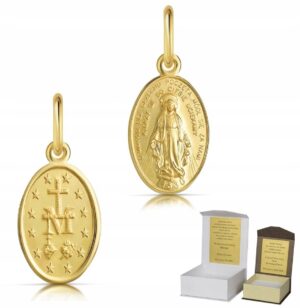 Złoty Cudowny Medalik Matka Boska Chrzest Komunia ZŁOTO pr. 585 MZ7
