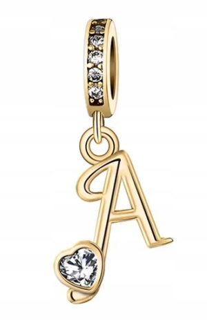 Charms złoty złota literka litera A zawieszka srebro pozłacane C579